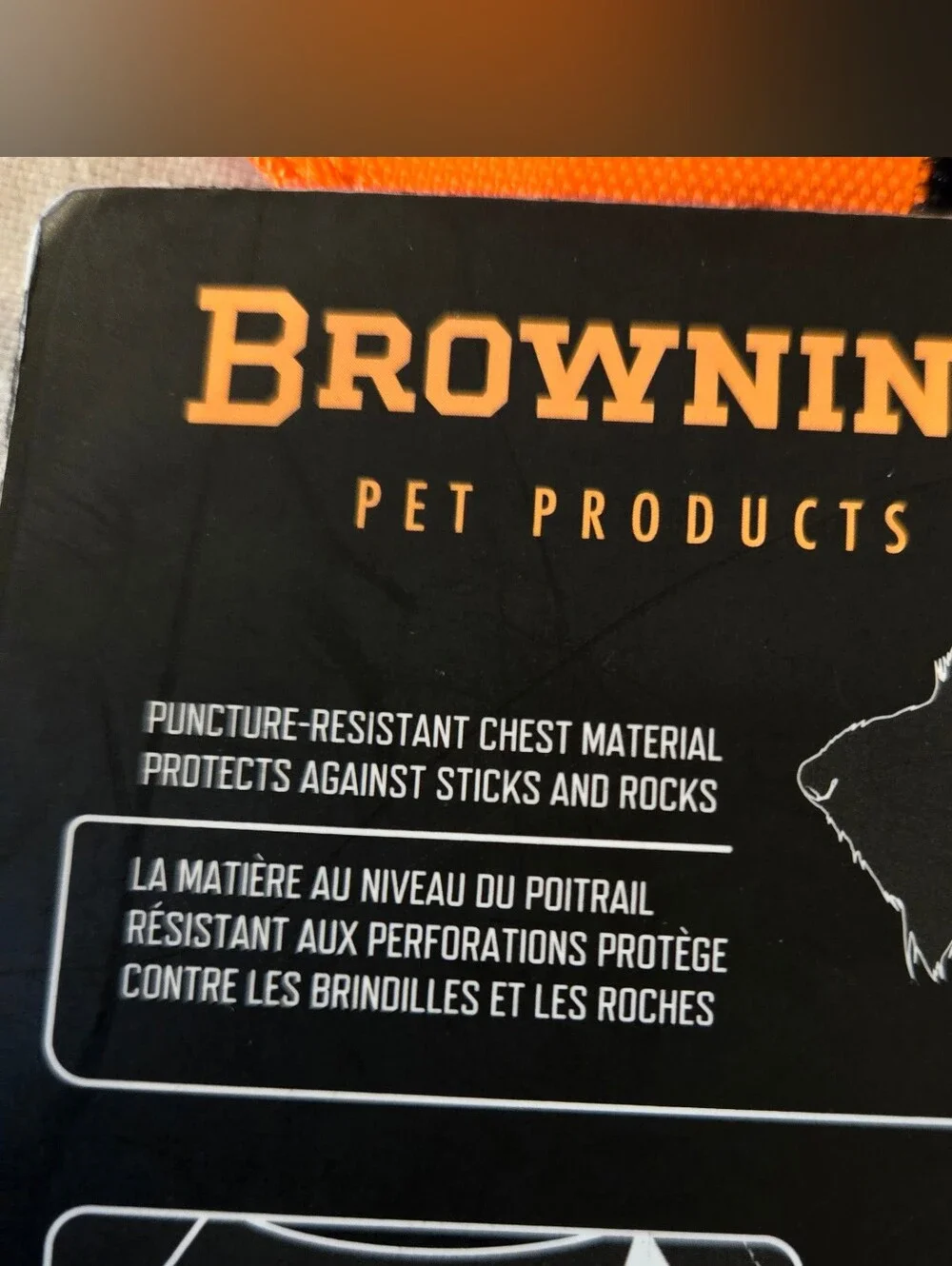 Browning Pet Products Chest Protection Vest Neoprene Reflective Orange/Black L